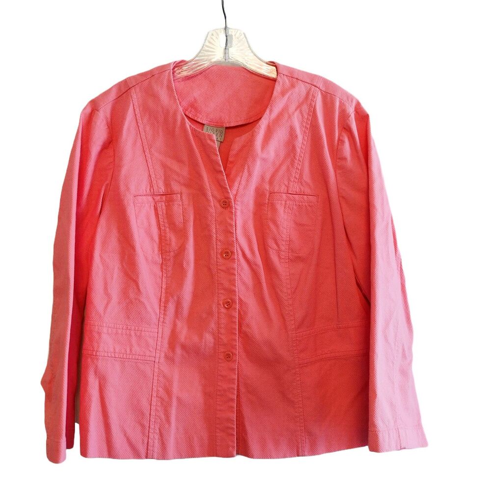 Sigrid Olsen Pink Textured Cotton Jacket Petite L Preppy